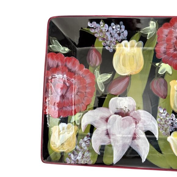 Lesal Studio Evening Song Colorful Floral Serving Platter 18x10 - Picture 3 of 10